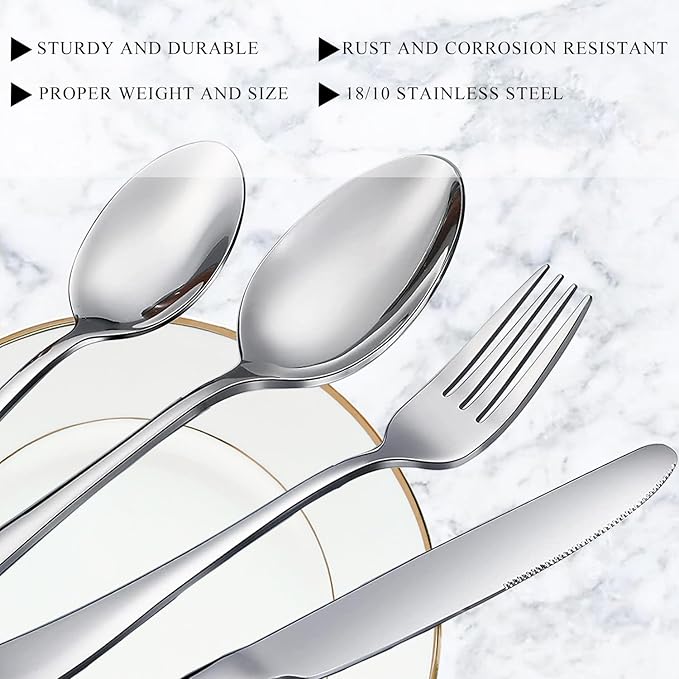 Teaspoon Set,6 Piece 6.7" Spoons Silverware, Premium Food Grade 18/10 Stainless Steel Tea Spoons, Metal Dessert Spoon, Durable Kitchen Spoon Set, Mirror Finish & Dishwasher Safe