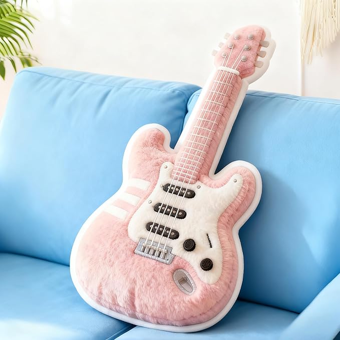 Personalized Electric Guitar Shaped Pillow, Custom Name Plush Stuffed Pillows, Suitable for Beds, Sofas, Bedrooms, Living Rooms Custom Decorative Cushion Gifts for Birthday and Anniversary