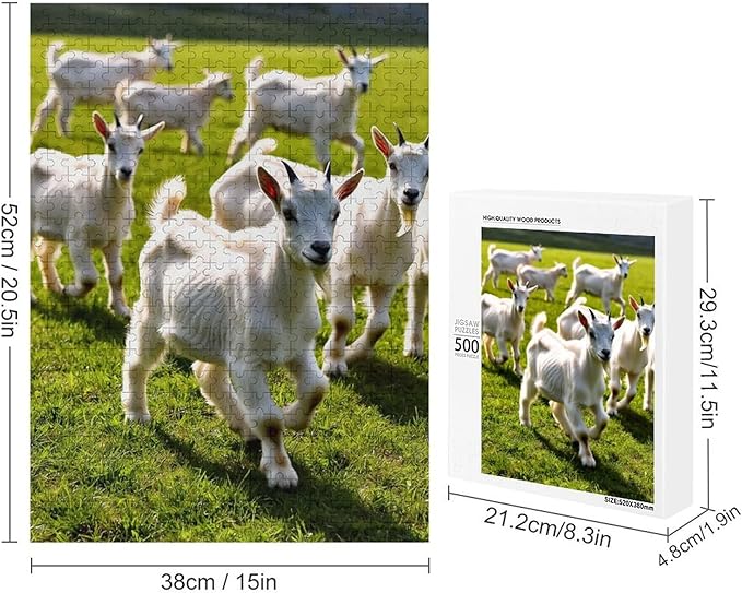 Adult Wooden Puzzle 500 Pieces - Farm Baby Goats Theme Jigsaw Puzzles， Exquisite Art Design，for Puzzles Challengers and Enthusiasts，Puzzle Games for Children and Adults