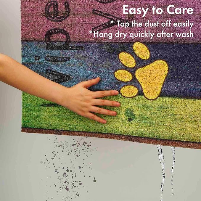 Darkyazi 23.6" x 35.4" Colorful Doormats Entrance Front Door Rug Funny Outdoors/Indoor/Bathroom/Kitchen/Bedroom/Entryway Floor Mats，Non-Slip Polyvinyl Chloride (Wipe Your Paws-Yellow)