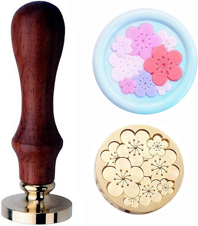 JUPPE 6Pcs Flower Series Wax Seal Stamp Set, Flower Wax Seal Sealing Wax Plant Leaf Wax Stamp Wedding Birthday Party Invitation Sealing Stamp Set (6Pcs Set)