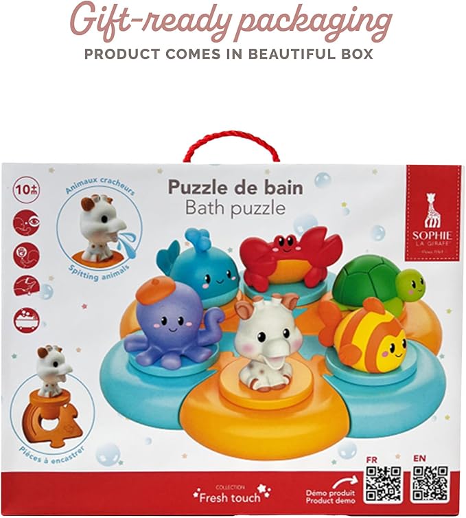 Sophie la girafe Bath Puzzle | Fun & Colorful | Animals Spray Water When Pressed | Easy to Clean