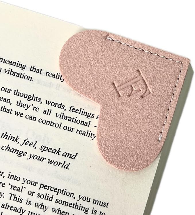 Personalized Leather Book Marks, Heart Bookmark, Unique Cute Handmade Letter Bookmarks Accessories for Reading Women, Teacher, Student, Book Lovers Book Mark Gifts (Pink, F)