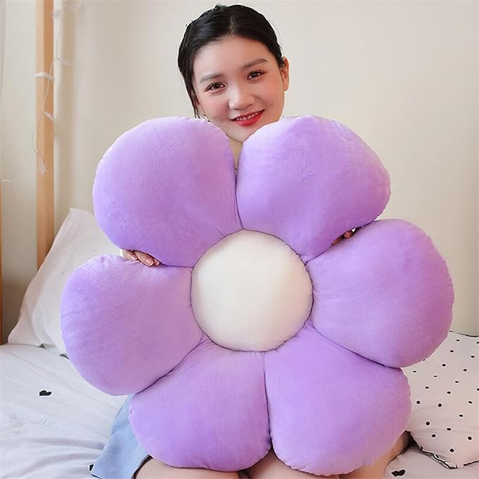 20” Purple Flower Pillow Flower Shaped Throw Pillow Colorful Cute Daisy Flower Pillows Seating Cushions for Adults Kids Throw Pillows Couch Decor