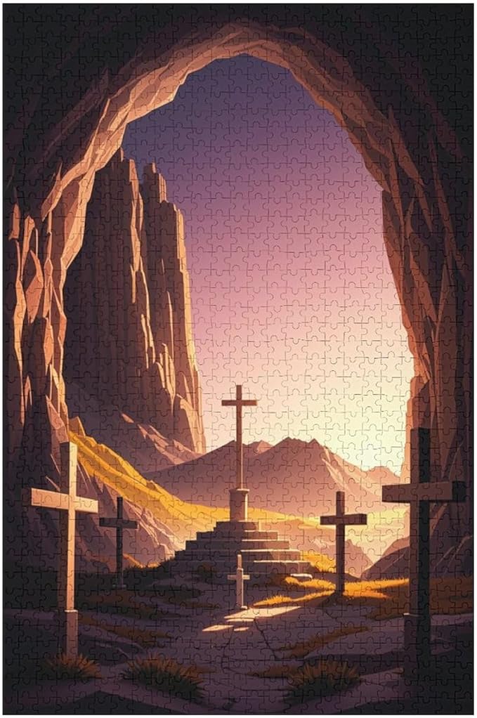 Religious Cross Wooden Puzzle 1000 Pieces Jigsaw Puzzles for Adults Puzzle Educational Toys Challenging Fun Games Gifts for Elders Kids Family and Friends