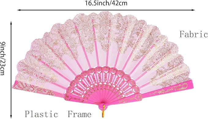 QIRMIZI 30 Pack Folding Handheld Fans,Silk Spanish Fan, Perfect for Weddings, Parties, and Dancing,Pink