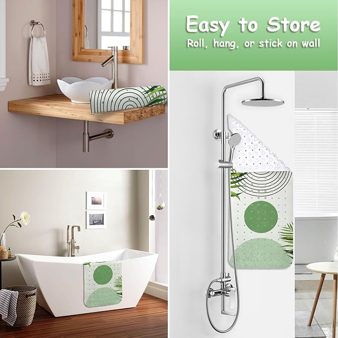 Bathtub Mat Non Slip, Bohemia Extra Long Bath tub Mat Shower Floor Mat with Suction Cups and Drain Holes for Adults Kids Elderly 40 X 16 Inch