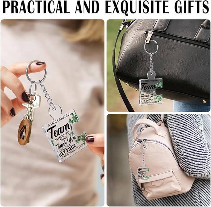 Team Appreciation Gifts for Employee Coworker Staff Bulk, Teamwork Thank You Gift Set Puzzle Piece Acrylic Keychains