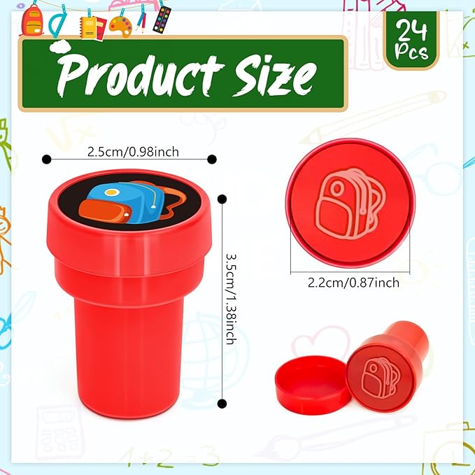Cinrobiye 24 PCS Back to School Stampers for Kids, Self-Inking Stamp Set for Party Favors Classroom Rewards DIY Crafts Goodie Bag Fillers Birthday Gifts School Theme Supplies