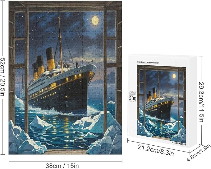 Puzzles for Adults 500 Pieces Wooden Jigsaw Puzzle - Silent Ship Theme Puzzle，Party Games，Family Toys，Educational Puzzles，Stress Relief Wooden Puzzle，Gifts for Family，Colleagues and Friends