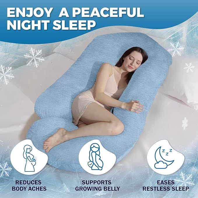 PILLANI Pregnancy Pillows for Sleeping - V C U Shaped Full Body Pillow with Removable Cover, 57inch Cooling Maternity Pillow for Pregnant Women, Support for Back Belly Legs Hip - Pregnancy Must Haves