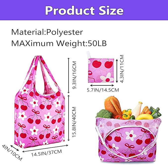 LOLOMLO 6 Pack Eco-Friendly Reusable Grocery Bags Lightweight Durable Washable Shopping Tote Foldable Outings Storage Pouch
