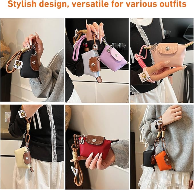 Mini Nylon Dumpling Bag for Women, Tiny Dumpling Coin Purse Keychain with Detachable Strap, Small Travel Wallet for Cards Keys Coins & Everyday Essentials (pink)