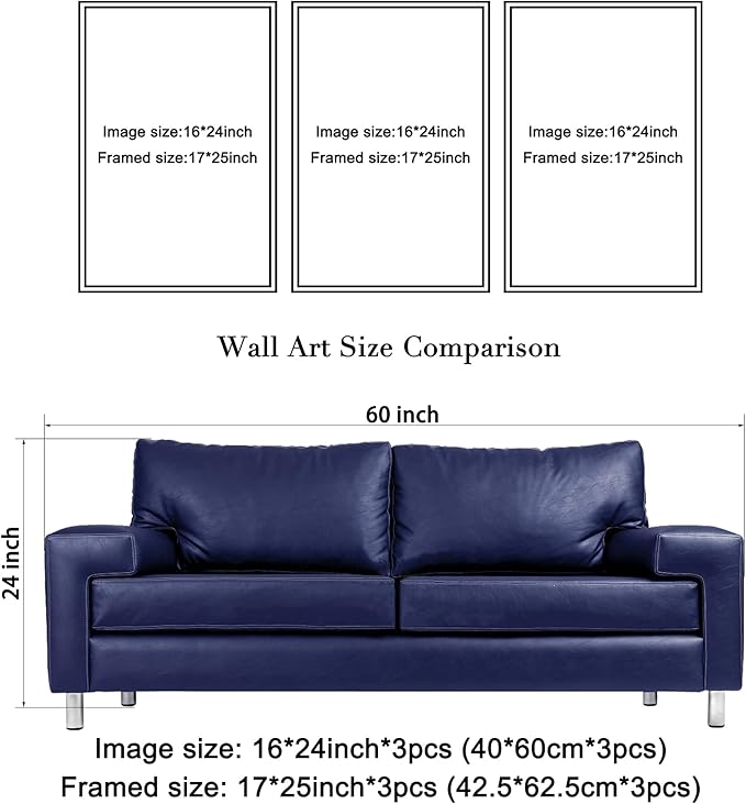 Wieco Art Large Size Framed Art Canvas Art Prints Wall Art the Cloud Tree Abstract Pictures Paintings for Bedroom Home Office Decorations Contemporary Artwork 3 Panels Black Frames