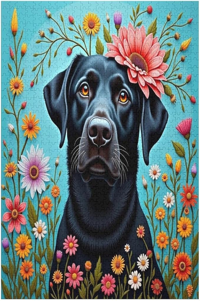 Jigsaw Puzzles for Adults 1000 Piece - Black Labrador Dog Themed Wooden Puzzles，Puzzle Games Challenge Puzzles，Educational Games，Family Puzzles，Unique Gifts for Wall Art