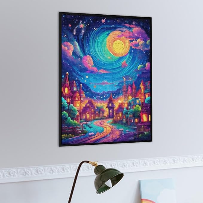 Jigsaw Puzzles for Adults 500 Piece - Color Dream Town Themed Wooden Puzzles，Puzzle Games Challenge Puzzles，Educational Games，Family Puzzles，Unique Gifts for Wall Art