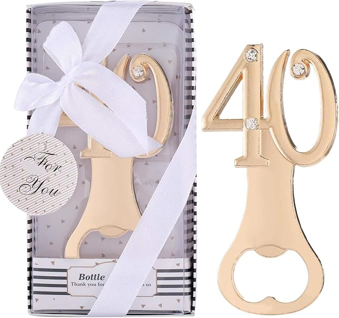 16PCS Bottle Openers 40 Wedding Party Favors for Guests Party Decorations,40th Birthday,40th Anniversary Golden Wedding Bridal Shower Souvenirs Bottle Opener (16,Black 40)