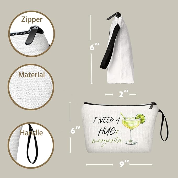 Margarita Cocktail Tequila Funny Unique Birthday Drink Gift Accessories for Women Female Coworker Friend Her Bartender Mixologist Alcohol Lover Makeup Cosmetic Bag Valentine's day