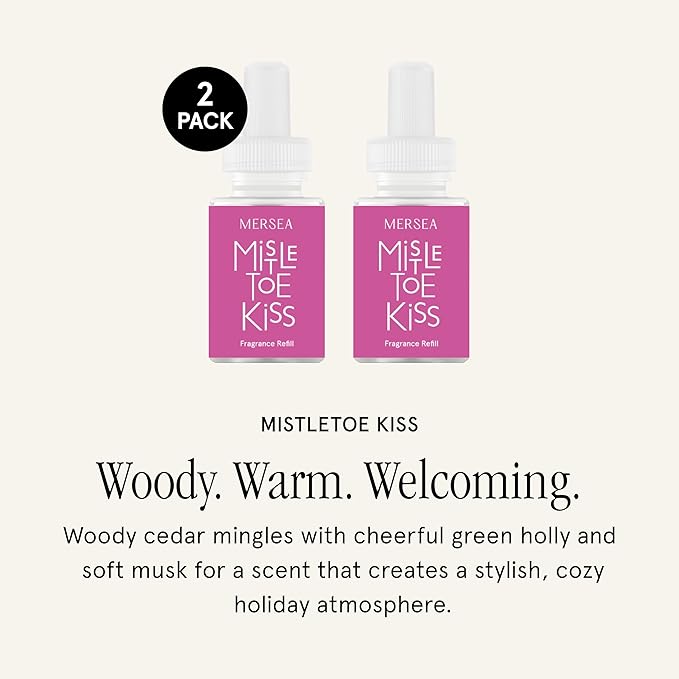 Pura & Mersea Home Scent Refill - Smart Home Air Diffuser Fragrance - Provides Hours of Luxury Fragrance - Household Essential - Clean & Safe Diffuser - 2 Pack - Mistletoe Kiss