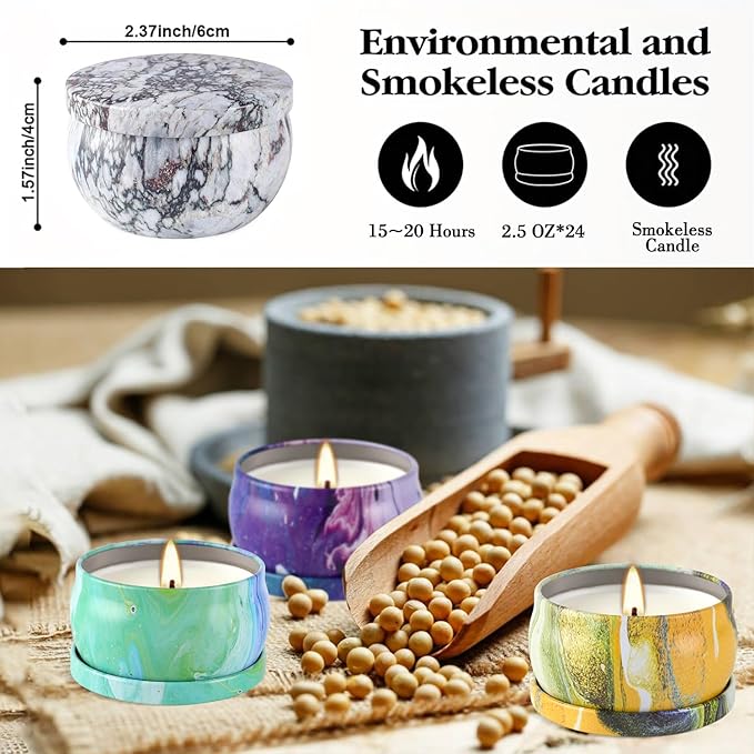 Onebird Set of 24 Scented Candle Gift Set,Natural Pure Soy Wax Aromatherapy Candles Essential Oils for Home and Women