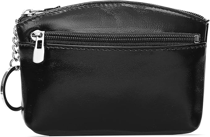 SENDEFN Genuine Leather Small Coin Purse Pouch Change Holder Wallet for Women With KeyChain