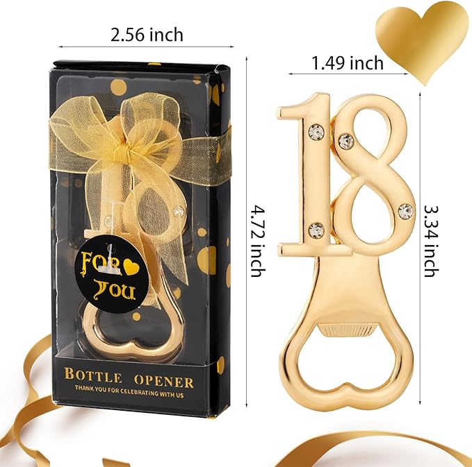 24 Packs of 18th Party Favors Bottle Openers for Birthday Anniversary and Wedding Guests Perfect Souvenirs with Gift Boxes and Decorations for Adults