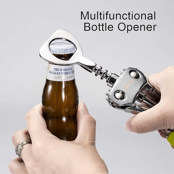 Beneno Wine Opener, Zinc Alloy Premium Wing Corkscrew with Multifunctional Bottles Opener, Sharp Wine Corkscrew with Ergonomic Non-Slip Wing Handle, Green