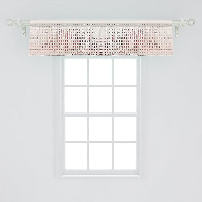 Ambesonne Polka Dot Window Valance Pack of 2, Surreal Composition of Dreamy Spots Art Modern Pastel Abstract Rounds, Rod Pocket Curtain Valances Kitchen Bedroom, 42" X 12",Blush Lilac and Eggshell