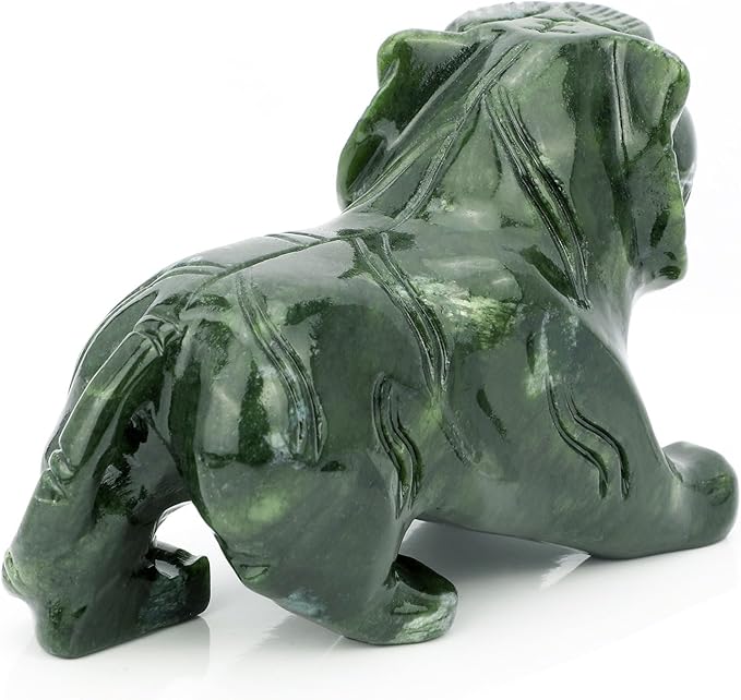 gemshan Handmade Tiger Statue Collectible - Natural Jade Tiger Sculpture for Home Decor Wild Animal Figure Collection Art Carved Figurine Decorative Sculpture Tabletop Home Decor