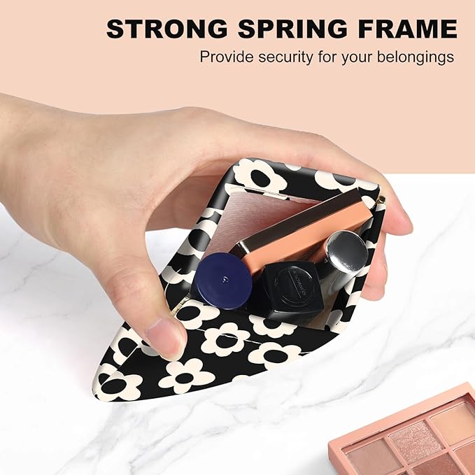 2Pcs PU Leather Small Squeeze Coin Purse Pouch Mini coin Bag Unique And Cute Wallet Cosmetic Bags Change Bag For Women Girls Men Black And Beige daisy