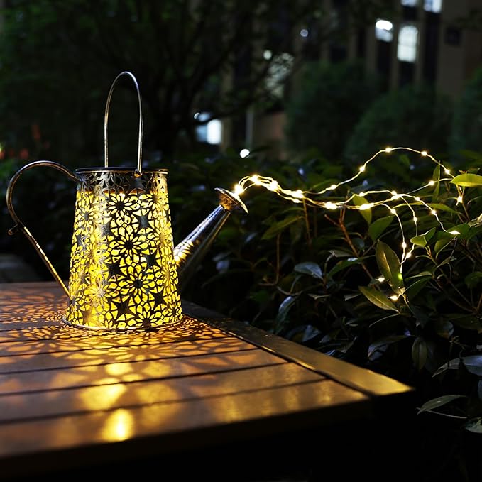 VOOKRY Solar Watering Can Lights, 2 Pack Retro Large Hanging Solar Lights Outdoor Decorative Waterproof Garden Decor for Outside Patio Yard Porch Lawn, Gardening Gifts for Mom Women Grandma Birthday