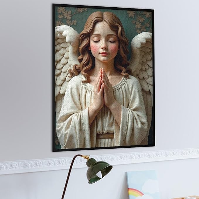 Wooden Puzzle - Classic Angel Praying Jigsaw Puzzles，Wooden Puzzles for Adults 1000 Pieces Challenge Puzzles，Educational Games，Family Puzzles，Unique Gifts for Wall Art,Funnny Puzzles