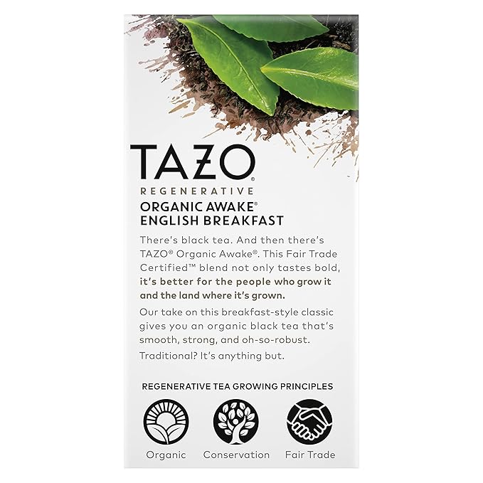 TAZO Tea Bags, Black Tea, English Breakfast | Regenerative Organic | 16 Count | Pack of 2