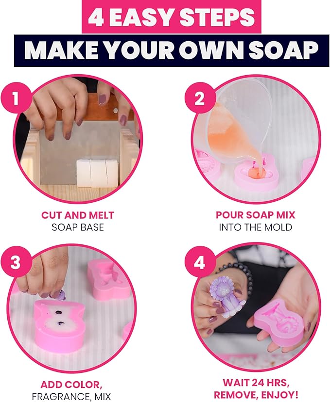 Diyaura Soap Making Kit for Adults & Kids – DIY Animal-Themed Craft with Shea Butter Soap & Glycerin Base, Molds, Scents, Dyes & Tools – Beginner-Friendly Creative Family Activity & Gift