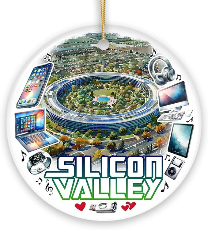 Artistic Silicon Valley Ceramic Ornament, Gift for Technology Enthusiast