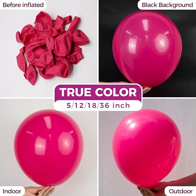 Bezente Hot Pink Latex Party Balloons - 150 Pack 5 inch Matte Small Pink Helium Balloons for Wedding Bridal Shower Valentine's Day Birthday Party Backdrop Decorations