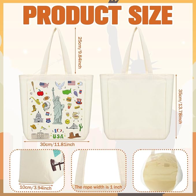 Large Canvas Tote Bags Decorative Themed City Souvenir Gift Bags with Handle Shopping Basket Reusable