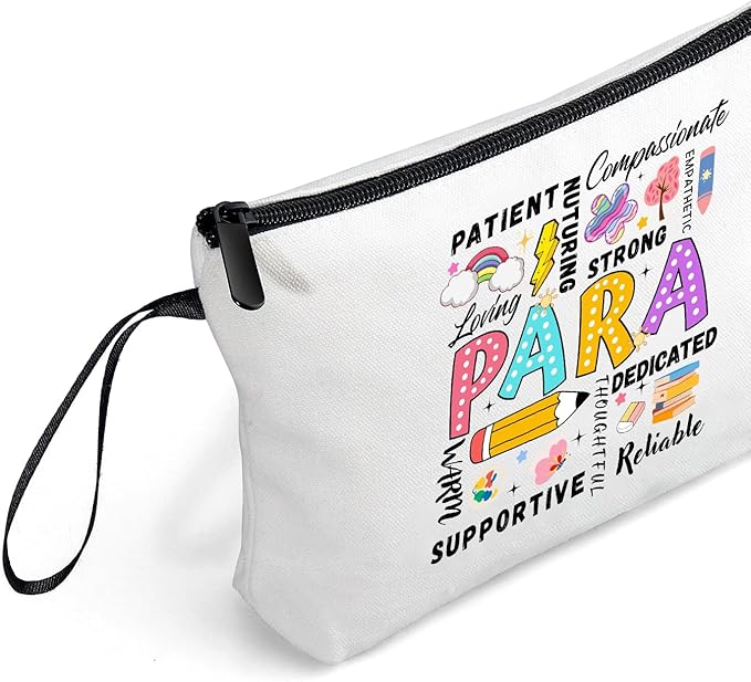 Paraprofessional Para Graduation Appreciation Thank You Funny Birthday Farewell Gifts Small Makeup Cosmetic Bag for Women Female Coworker Friend Assistant Paraeducator from Teacher