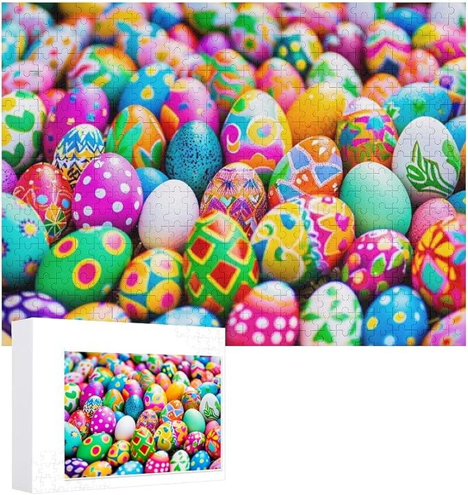 Wooden Puzzle - Easter Eggs Jigsaw Puzzles，Wooden Puzzles for Adults 500 Pieces Challenge Puzzles，Educational Games，Family Puzzles，Unique Gifts for Wall Art,Funnny Puzzles