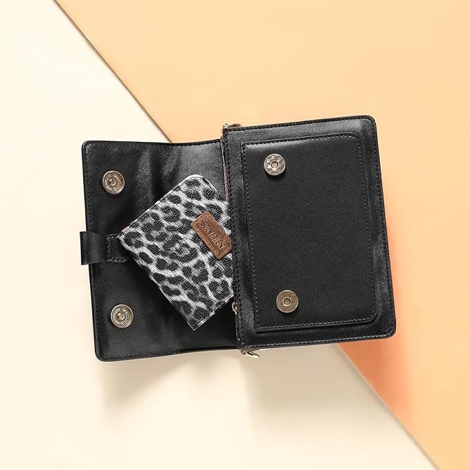 SENDEFN Slim Wallet for Women Bifold Small Leather Zipper Pocket Wallet, RFID Blocking Card Holder with ID Window