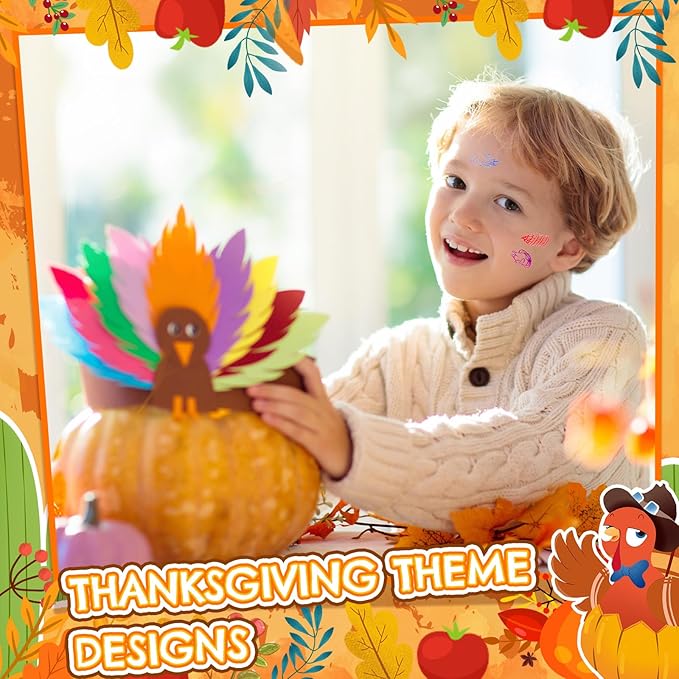 Geelin 100 Pcs Fall Stampers for Kids - Autumn Self Ink Stamps Bulk Thanksgiving Party Favors Assorted Kids Stamps Fall Toys for Party Gift Goody Bag Filler Treats, Classroom Rewards
