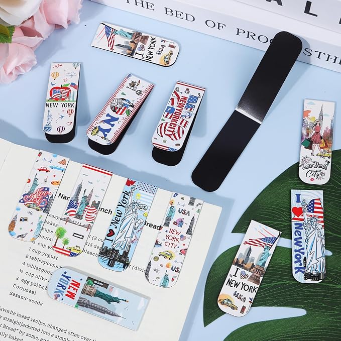 New York Magnetic Bookmark Gifts - Wxiben 48PCS City Travel Magnetic Bookmarks NYC Book Marks Magnets USA City Page Marker Clip for Women Book Lovers Traveler Students Teacher New York Souvenirs Gift