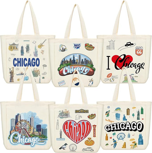 Large Canvas Tote Bags Decorative Themed City Souvenir Gift Bags with Handle Shopping Basket Reusable