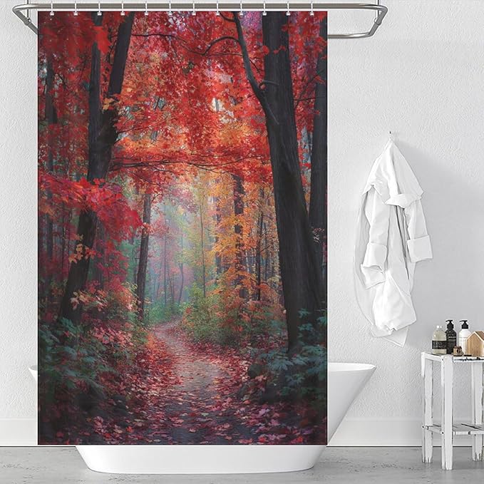 Thanksgiving Fall Maple Shower Curtain Waterproof Washable Fabric Bathroom Shower Curtains for Bathroom Decorations Home Indoor Decor 47x72Inch