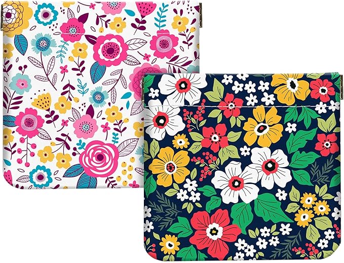 2Pcs PU Leather Small Squeeze Coin Purse Pouch Mini coin Bag Unique And Cute Wallet Cosmetic Bags Change Bag For Women Girls Men （Yellow and white flowers