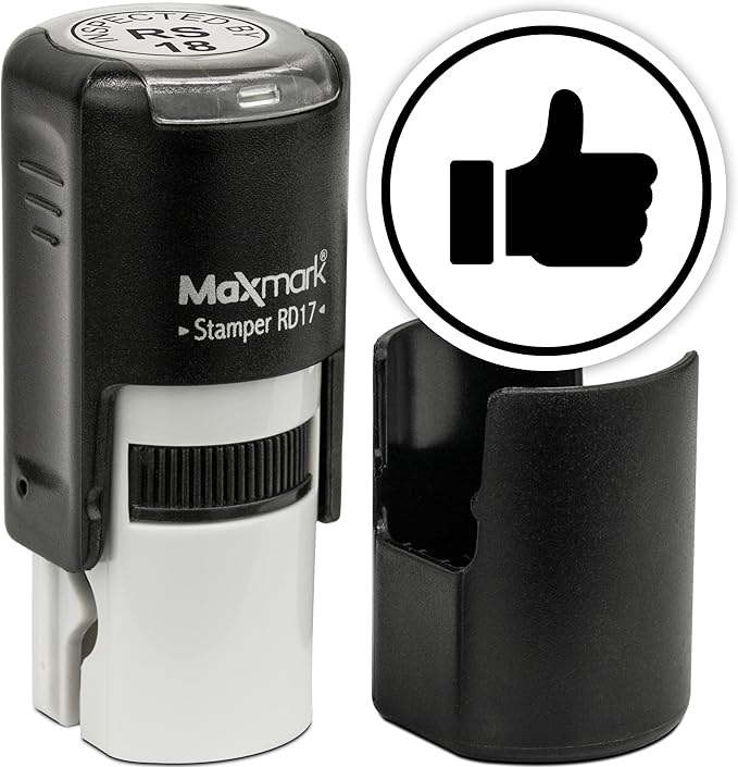 MaxMark Round Self Inking Emoji Stamp - Like - Black Ink