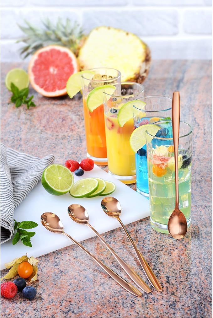 GRÄWE Macchiato Stainless Steel Ice Cream Scoop, Long Spoon Ideal for Coffee, Desserts and Ice Tea, Dishwasher Safe, Red Gold