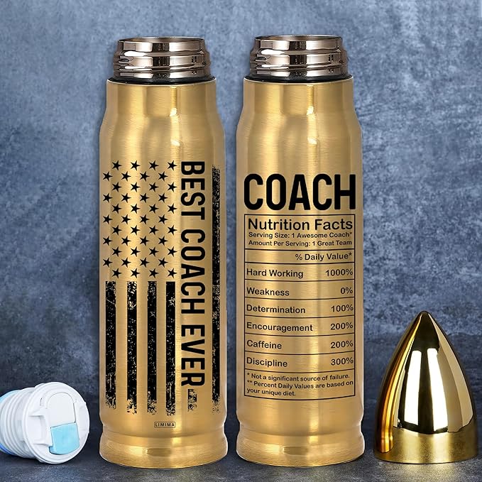 Best Coach Ever Stainless Steel Tumbler – 17oz Vacuum Insulated Tumbler with Coach Nutrition Facts – Christmas, Birthday & Appreciation Gifts for Coaches, Mentors, Trainers, Sports Teachers
