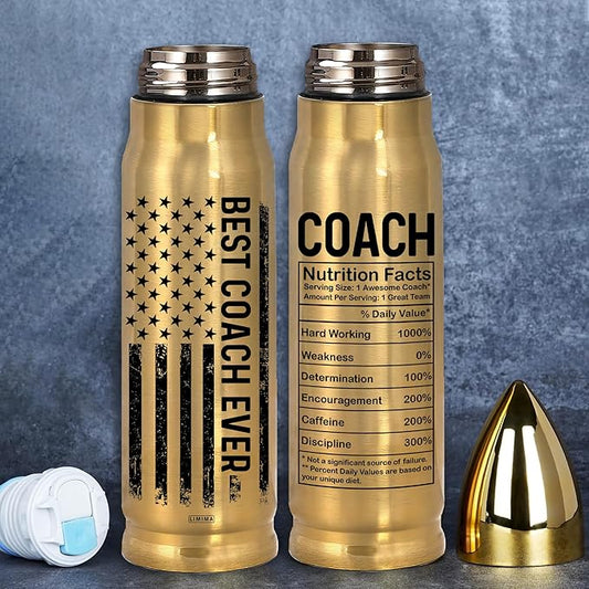 Best Coach Ever Stainless Steel Tumbler – 17oz Vacuum Insulated Tumbler with Coach Nutrition Facts – Christmas, Birthday & Appreciation Gifts for Coaches, Mentors, Trainers, Sports Teachers