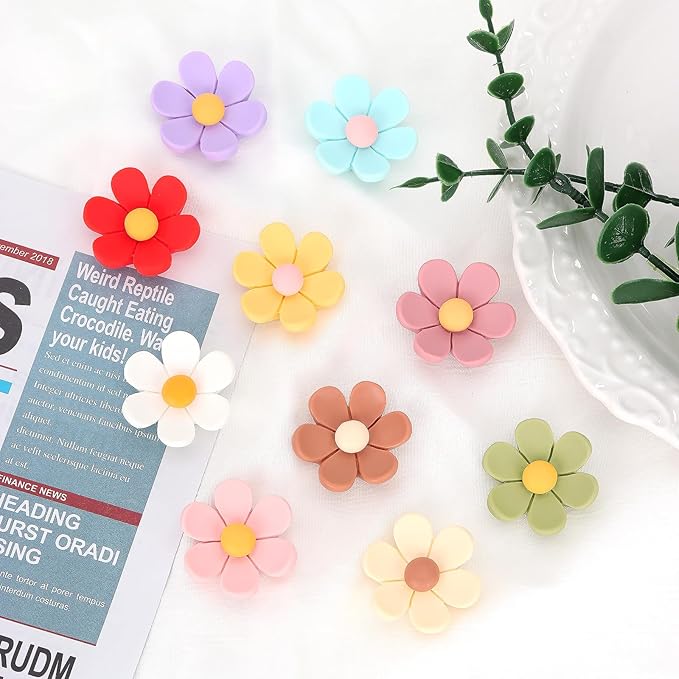 20 Pcs 3D Flower Fridge Magnets, 0.8 Inch Cute Fridge Magnets, Colorful Refrigerator Decorative Magnet for Whiteboard Locker Cabinet (Small)